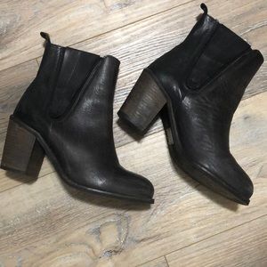 Free People Distressed Dark Brown High Heel Boots